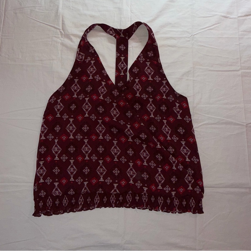 Lucky Brand Burgundy Patterned Tank Top